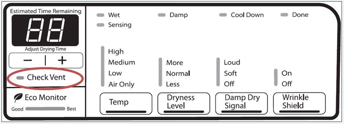 Check Vent Light On Dryer Product