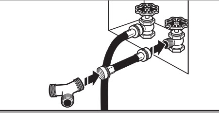 Inlet hose attaching to faucet and its male end attaching to Y connector
